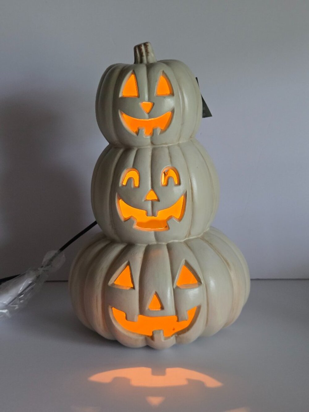 NWT At Home Halloween Hoedown Light-Up Stacked Jack-o’-lantern Blow Mold Discont
